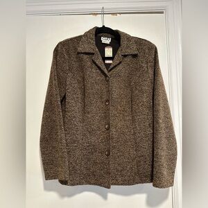 VTG 90’s NWT Women Sz:S Filene’s Clio Brown Speckled Single Breast Button Blazer